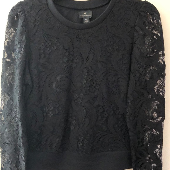 Worthington Long Sleeve Lace Sweatshirt - Picture 3 of 6